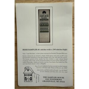 The Sampler House IRISH SAMPLER Cross Stitch Chart One Hundred Thousand Welcomes